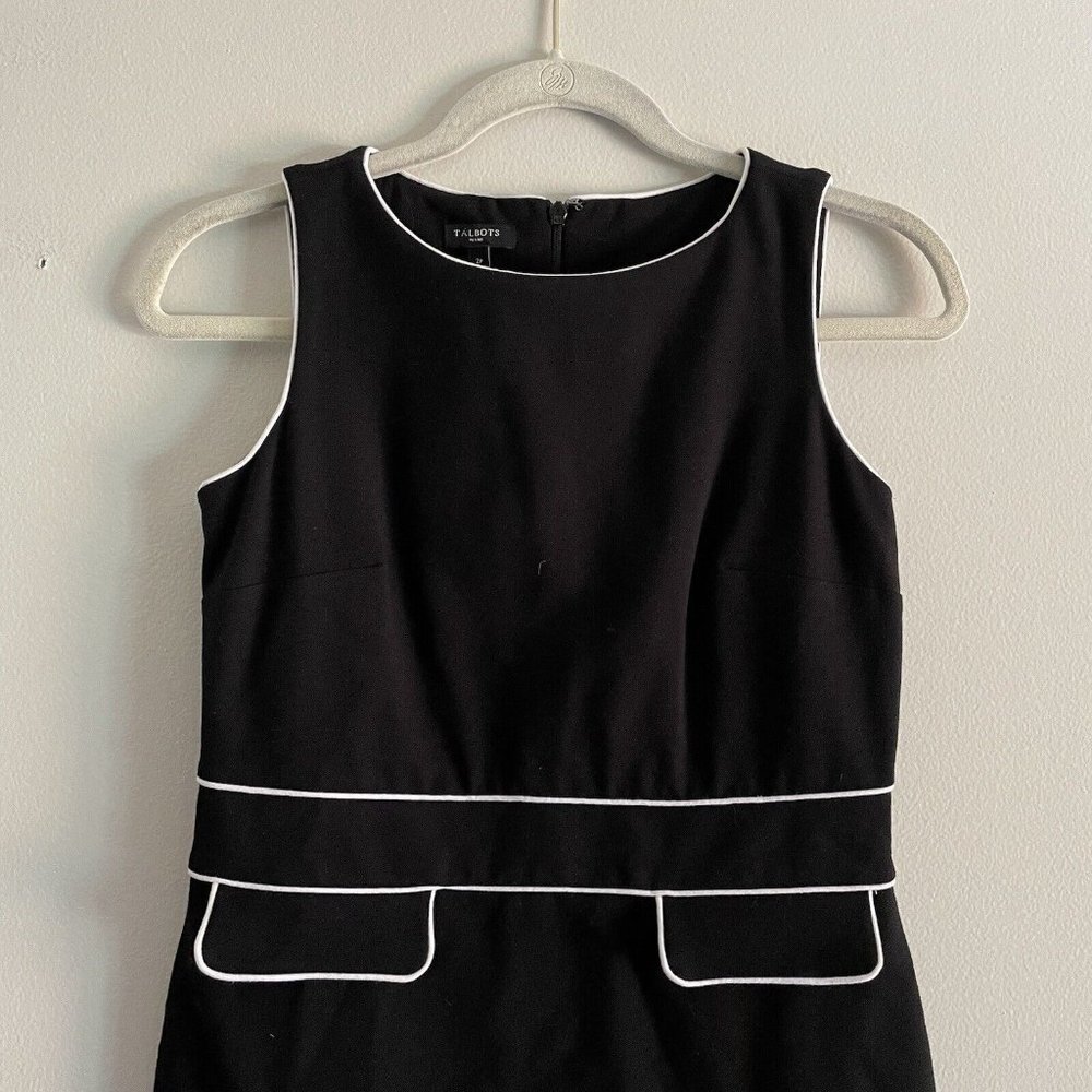 Talbots Black Sleeveless Dress with White Trim - Picture 3 of 7